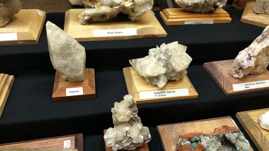 Calcite and Dogtooth Calcite Specimens at Springfield Rock Shop 2019